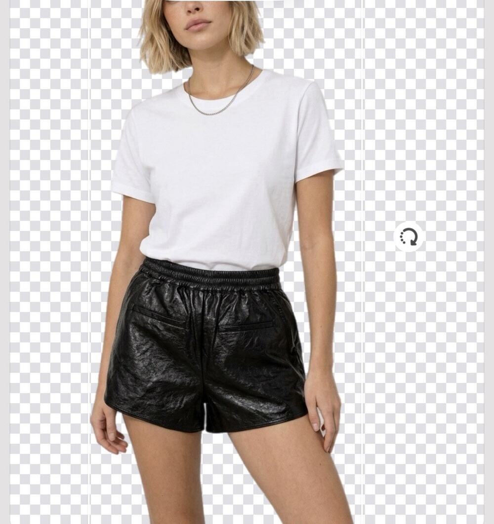 Grey Lab Black High-Waisted Faux Leather Shorts Size S JJ1125P Bohemian Urban